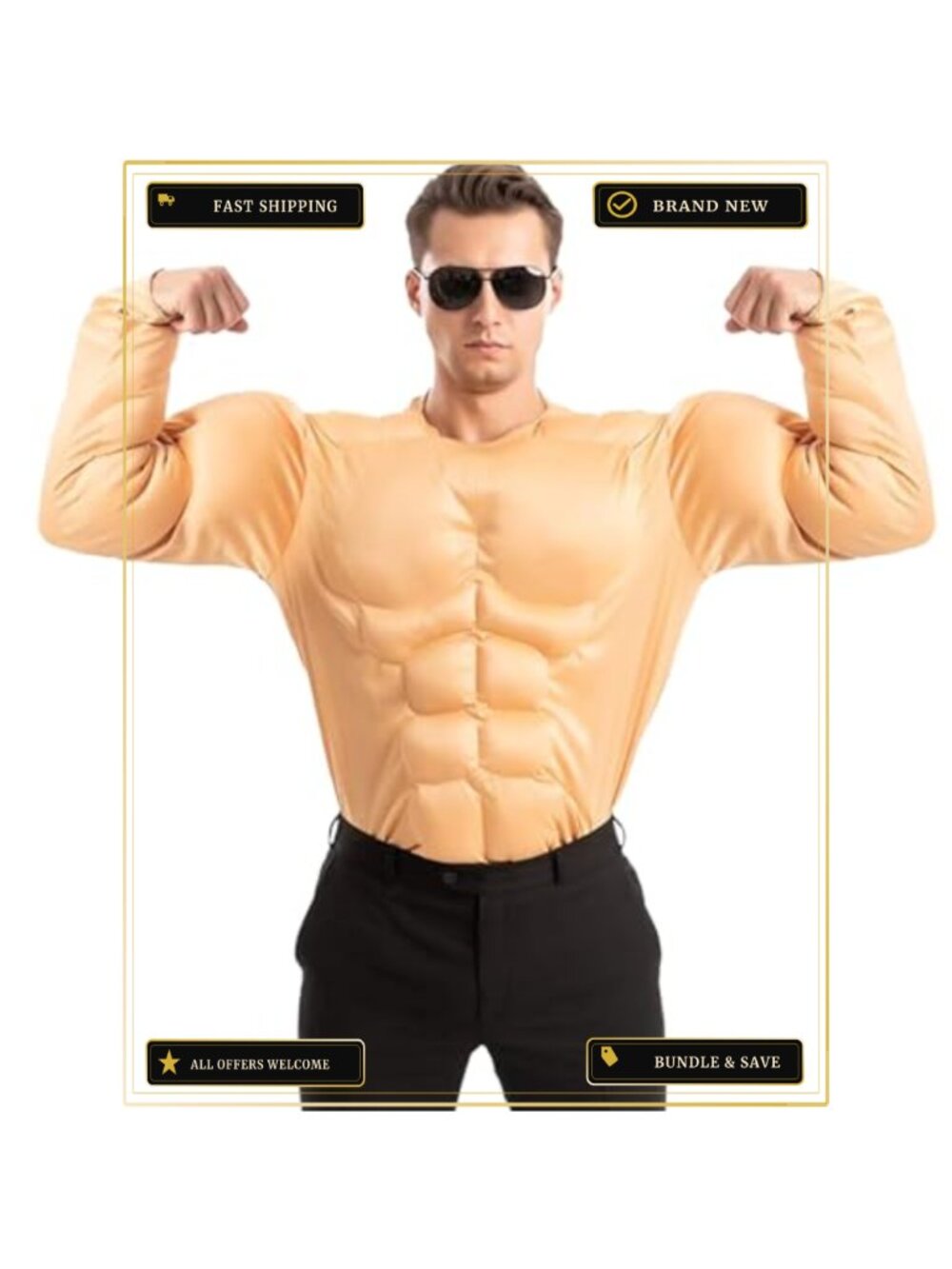 Men's Muscle Chest Shirt Halloween Costume Body Builder Suit Roleplay